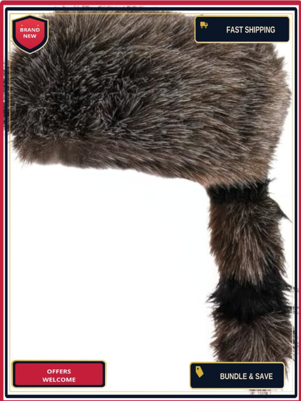 Plush Raccoon Tail Hat Faux Fur Animal Costume Accessory